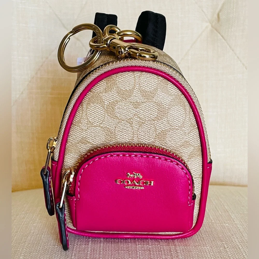 NWT Coach mini court Backpack charm in Signature Canvas - Picture 2 of 8